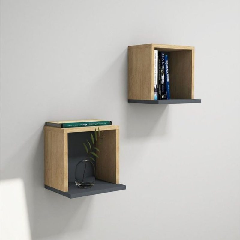 Angora Mobilya İkili Box Dekoratif Duvar Rafı