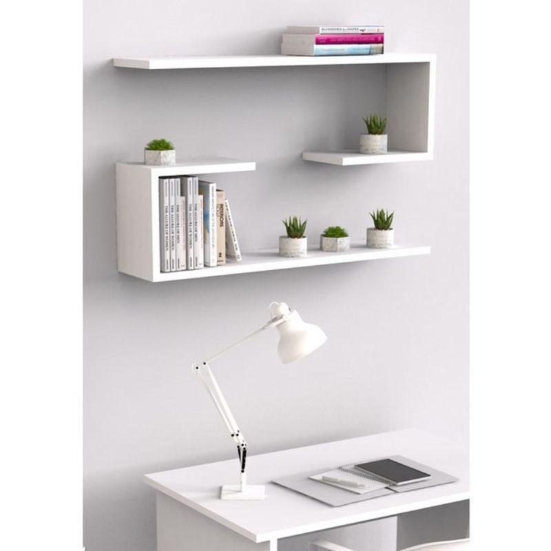 Angora Mobilya Dekoratif İkili J Duvar Rafı