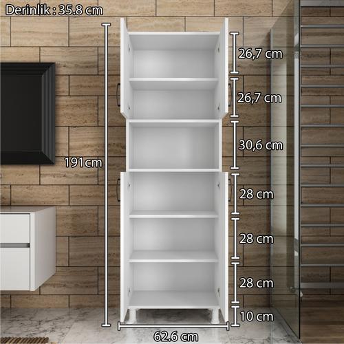 Angora Mobilya 6 Raflı Çok Amaçlı Dolap Banyo Balkon Kiler Mutfak Dolabı - Görsel 5