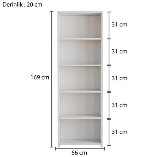 Angora Mobilya 5 Raflı Çalışma Odası Kitaplık - Görsel 5