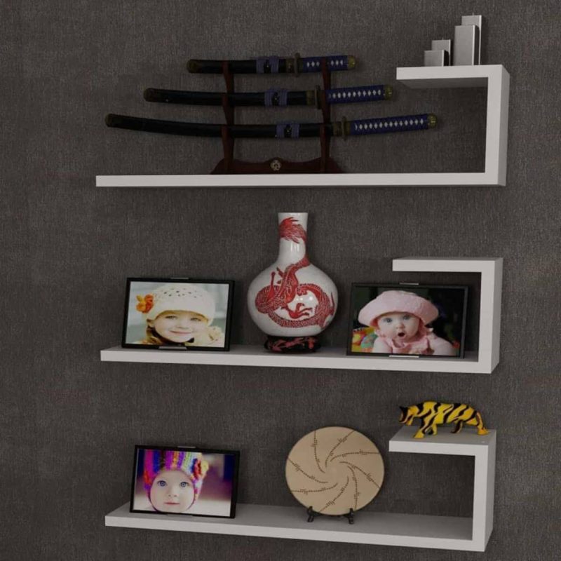 Angora Mobilya Üçlü Duvar Rafı