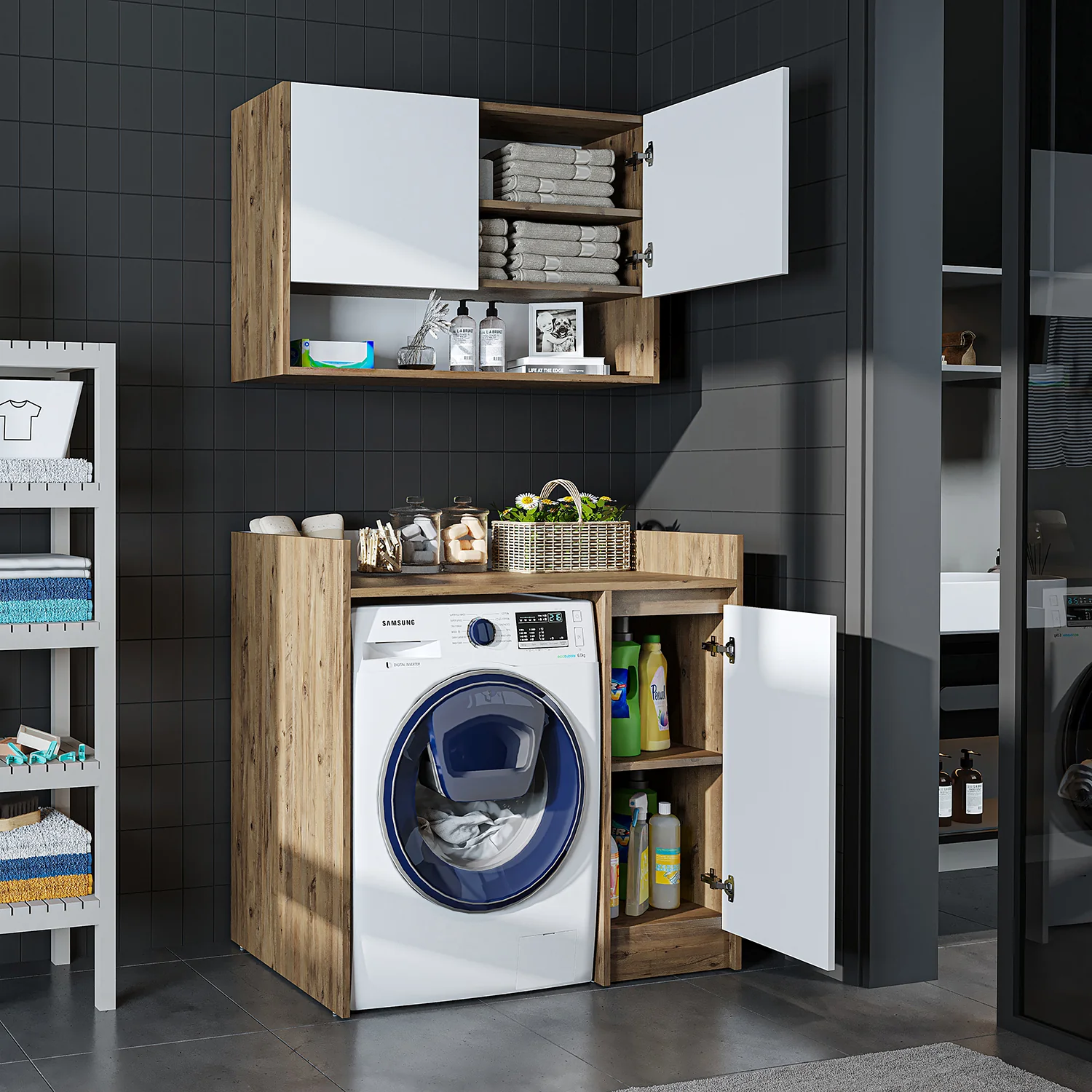 Angora Mobilya Çamaşır Makinesi Dolabı - Görsel 6
