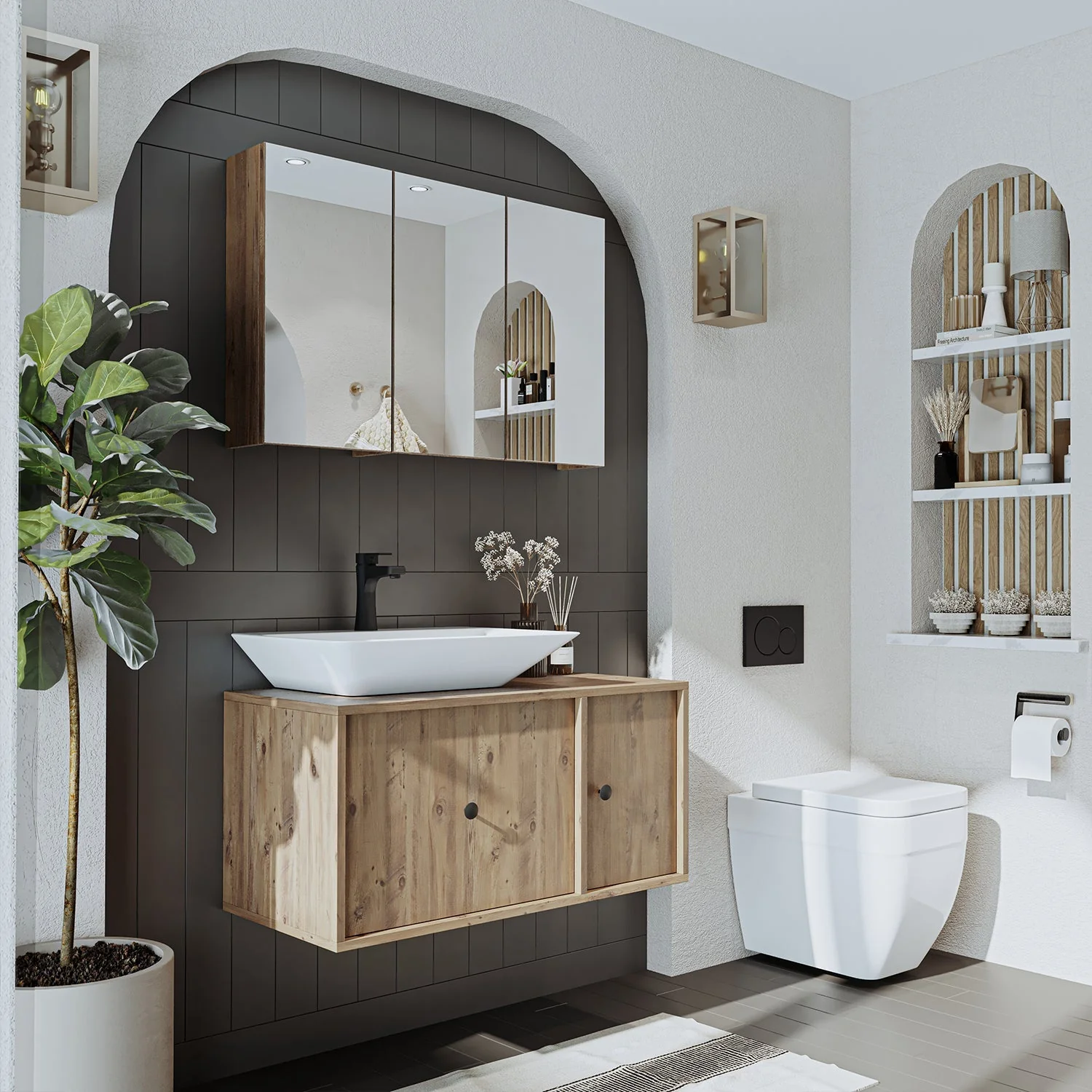 Angora Mobilya Lavabolu Banyo Dolabı